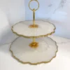 Inspire Me! Home Decor Gold Leaf And White Resin 2 Tier Cake Stand