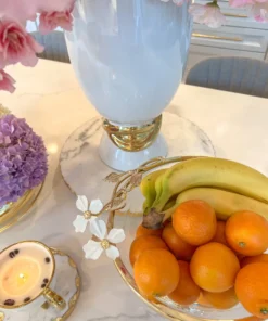 Inspire Me! Home Decor Textured Glass Bowl With White Jeweled Flower Details