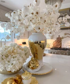 Inspire Me! Home Decor White And Gold Magnolia Stem