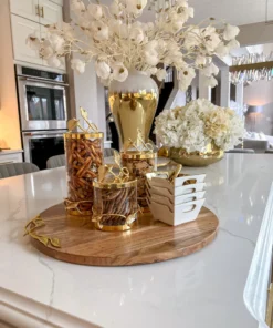 Inspire Me! Home Decor Hammered Glass Canister With Gold Leaf Lid (3 Sizes)