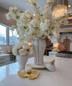 Inspire Me! Home Decor White Ginger Jar With Gold Details (3 Sizes)