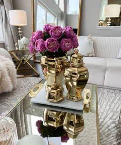 Inspire Me! Home Decor Gold Hexagon Ginger Jar (2 Sizes)