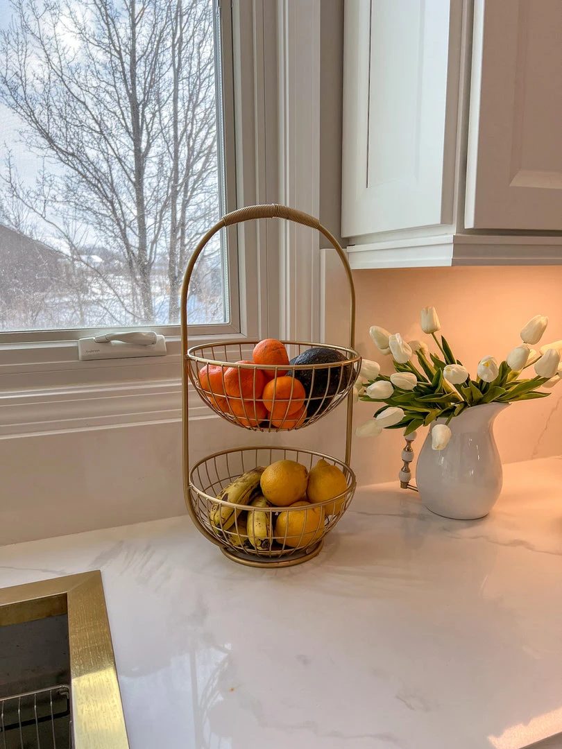 Inspire Me! Home Decor Gold Metal Two Tier Storage Basket