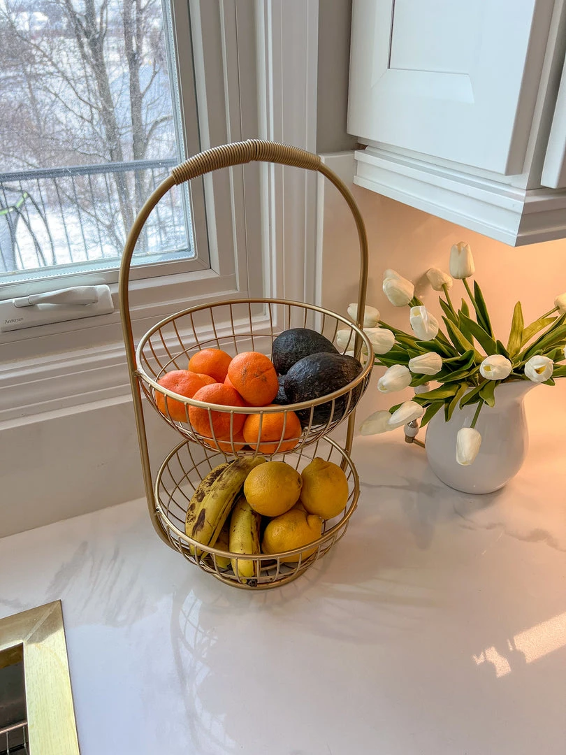 Inspire Me! Home Decor Gold Metal Two Tier Storage Basket