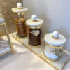 Inspire Me! Home Decor Glass Canister With Gold Leaf Design & Marble Lid (3 Sizes)