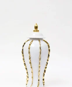 Inspire Me! Home Decor White Ginger Jar With Gold Details (3 Sizes)