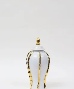 Inspire Me! Home Decor White Ginger Jar With Gold Details (3 Sizes)