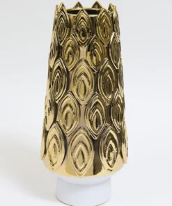 Inspire Me! Home Decor White Porcelain Vase With Gold Petal Design