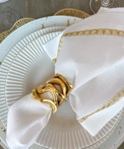 Inspire Me! Home Decor Wavy Stacked Napkin Ring (2 Colors) Gold