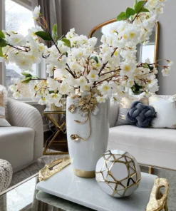 Inspire Me! Home Decor Ceramic White And Gold Orb