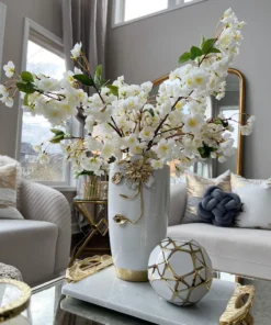 Inspire Me! Home Decor White & Gold Flower Vase