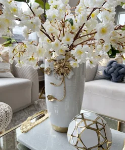 Inspire Me! Home Decor White & Gold Flower Vase
