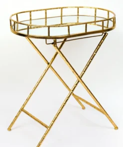 Inspire Me! Home Decor Gold Oval Accent Table With Mirror Top