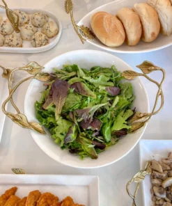 Inspire Me! Home Decor White Ceramic Bowl With Gold Vine & Leaf Handles
