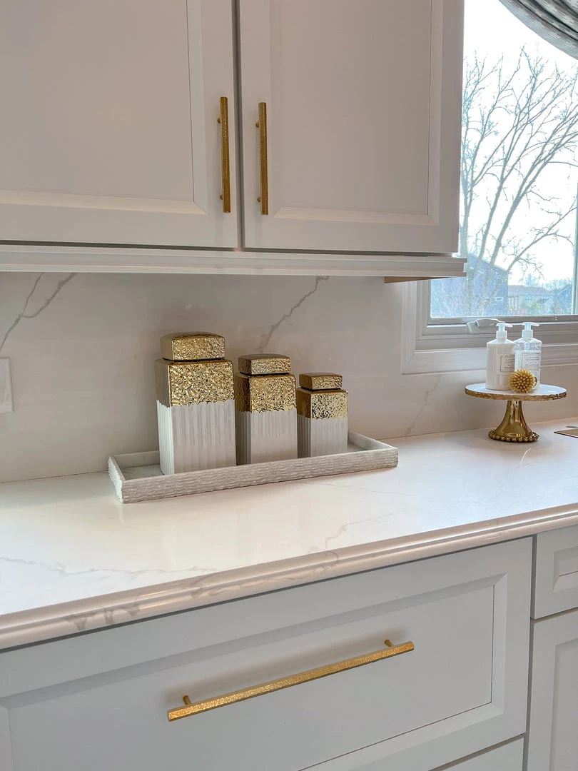 Inspire Me! Home Decor White Hammered Jar With Gold Border & Lid (3 Sizes)