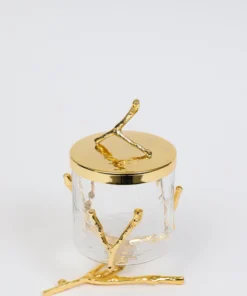 Inspire Me! Home Decor Glass Canister With Gold Metal Branch Design (3 Sizes)