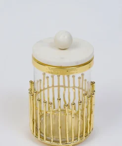 Inspire Me! Home Decor Glass Canisters With Gold Linear Details (3 Sizes)