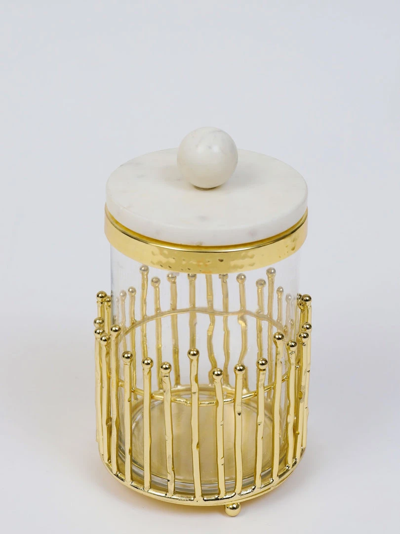 Inspire Me! Home Decor Glass Canisters With Gold Linear Details (3 Sizes)