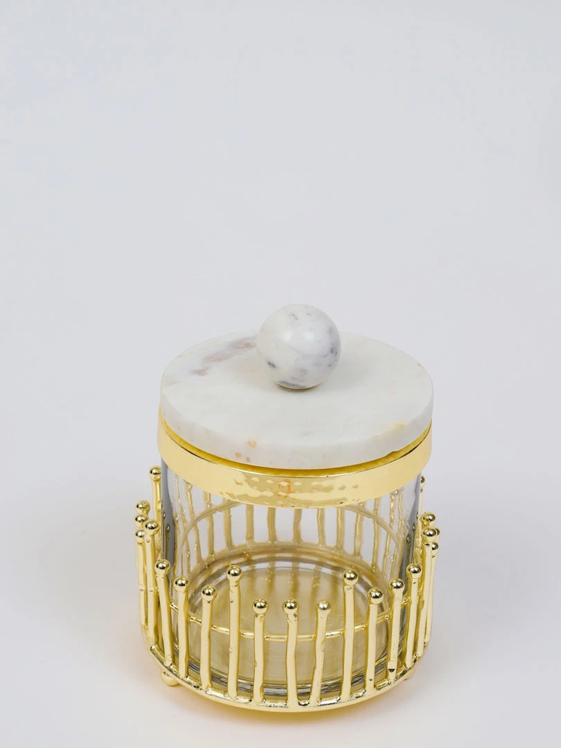 Inspire Me! Home Decor Glass Canisters With Gold Linear Details (3 Sizes)