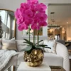 Inspire Me! Home Decor Pink Potted Faux Orchid In Gold Beveled Pot