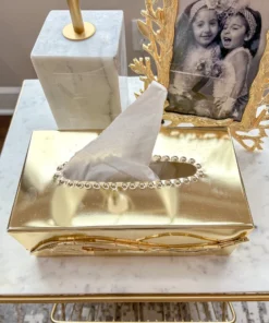 Inspire Me! Home Decor Metal Leaf Design Tissue Box Cover (2 Colors)