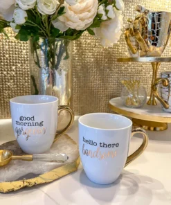 Inspire Me! Home Decor Mr. & Mrs. Mug Set (Set Of 2) Gold