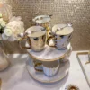 Inspire Me! Home Decor Marble Two Tier Cake Stand With Gold Detail