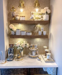 Inspire Me! Home Decor Marble Two Tier Cake Stand With Gold Detail