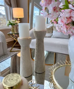 Inspire Me! Home Decor Set Of 2 Ceramic Beaded Candle Holders (2 Colors)