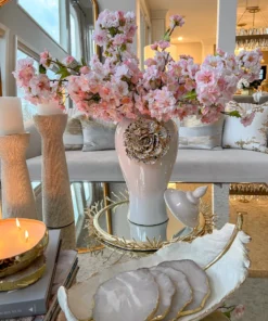 Inspire Me! Home Decor White Ginger Jar With Large Gold Flower Detail (3 Sizes)