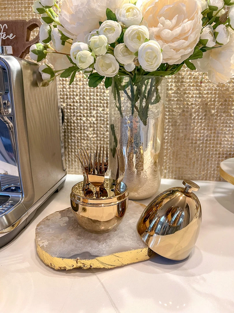 Inspire Me! Home Decor Gold Egg Shaped Utensil Holder (2 Styles)