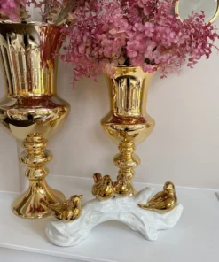 Inspire Me! Home Decor Gold Birds On White Branch Sculpture