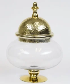 Inspire Me! Home Decor Oversized Round Apothecary Jar W/ Gold Hammered Lid