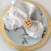 Inspire Me! Home Decor Gold Beaded Pearl Napkin Rings (Set Of 4)