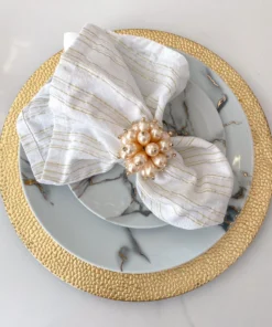 Inspire Me! Home Decor Gold Beaded Pearl Napkin Rings (Set Of 4)