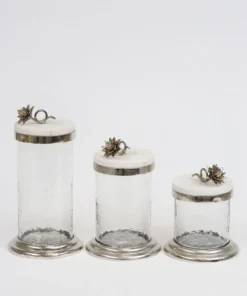 Inspire Me! Home Decor Gold Or Silver Canisters With Floral Lotus Lid (2 Colors)