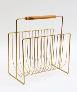 Inspire Me! Home Decor Gold Magazine Rack With Wooden Handle