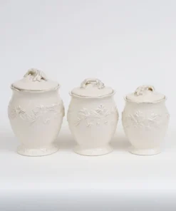 Inspire Me! Home Decor Oversized White Detailed Jars (Set Of 3)