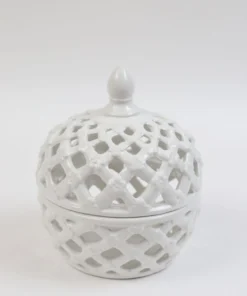 Inspire Me! Home Decor White Latticework Lidded Jar (2 Sizes) KITCHEN