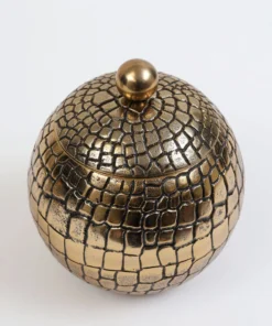 Inspire Me! Home Decor Round Gold Jar With Crocodile Print Pattern (2 Sizes)