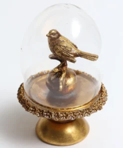 Inspire Me! Home Decor Golden Bird In Glass Cloche