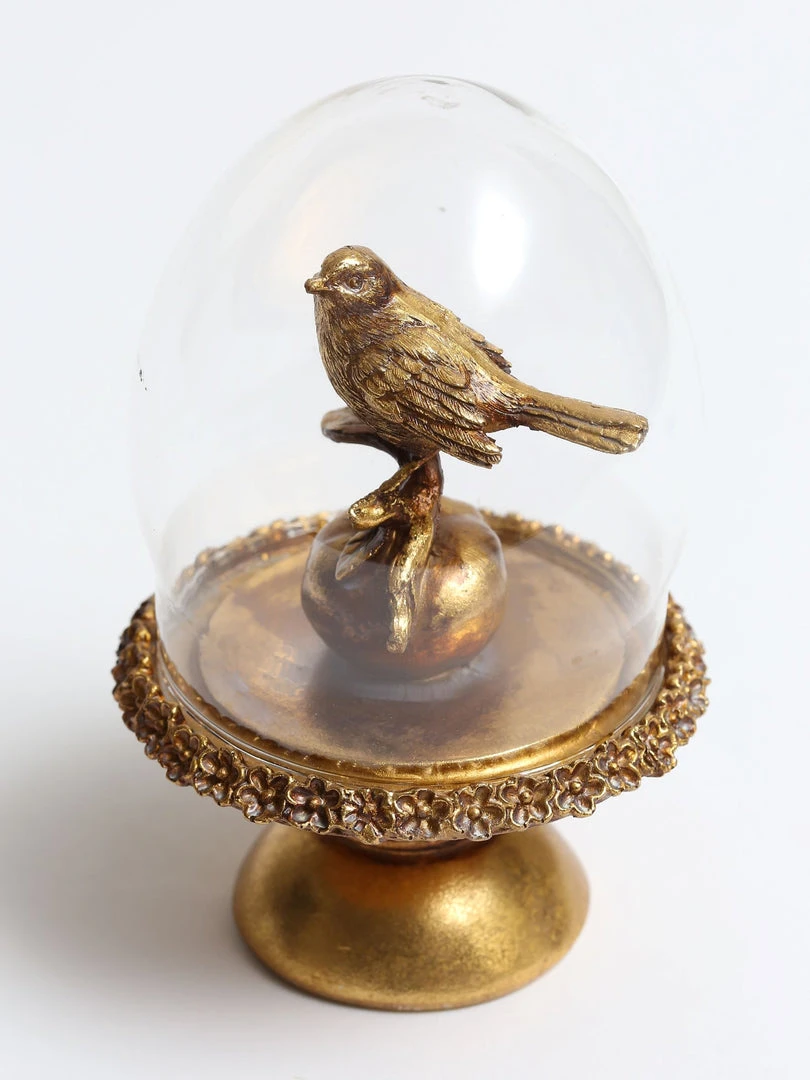 Inspire Me! Home Decor Golden Bird In Glass Cloche