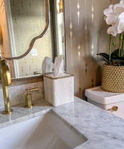 Inspire Me! Home Decor White Beaded Square Tissue Box Cover (2 Colors)