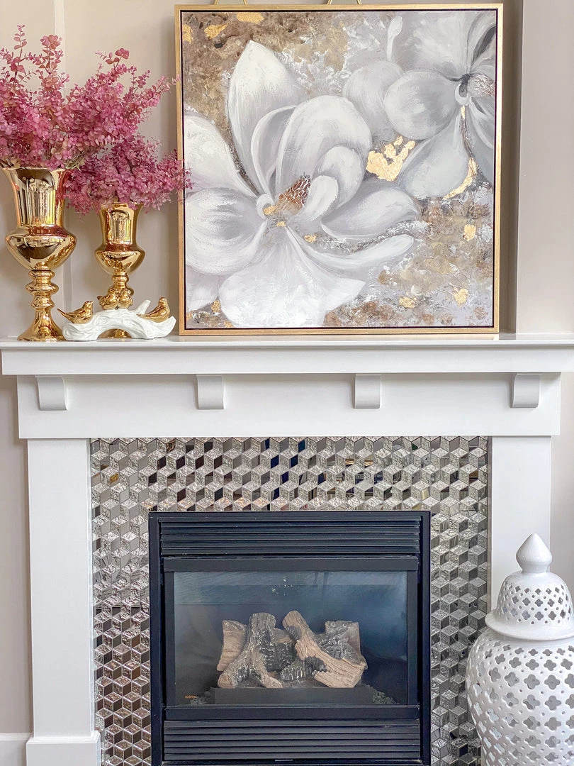 Inspire Me! Home Decor WALL ART & MIRRORS Gold Detailed Floral Wall Art Painting