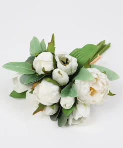 Inspire Me! Home Decor 13" Real Touch White Peony, Tulip And Eucalyptus Bouquet