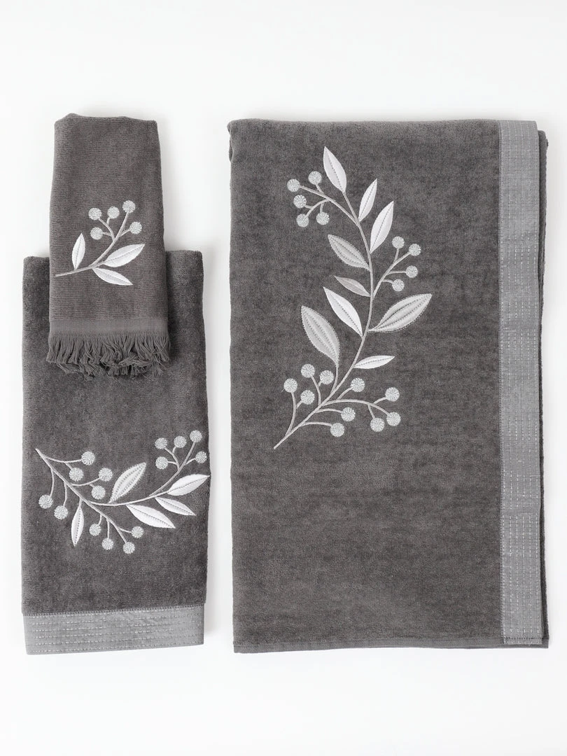 Inspire Me! Home Decor BATHROOM Granite Towel With Leaf & Vine Pattern (3 Sizes)