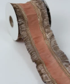 Inspire Me! Home Decor Gold Mauve Fringe Ribbon
