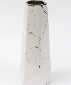 Inspire Me! Home Decor White And Silver Marble Design Vase " From Pops Of Color Home Collection"