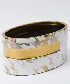 Inspire Me! Home Decor White And Gold Marble Design Oval Vase " From Pops Of Color Home Collection"