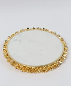 Inspire Me! Home Decor Round Marble Tray With Gold Floral Edge